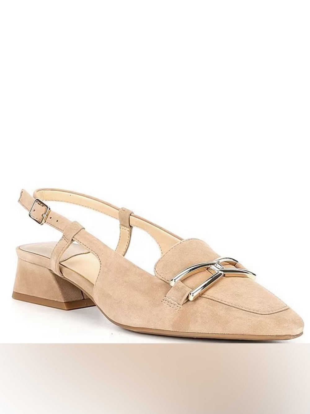 Alex Marie Women's Beige Slingback Loafer with Metal Accent